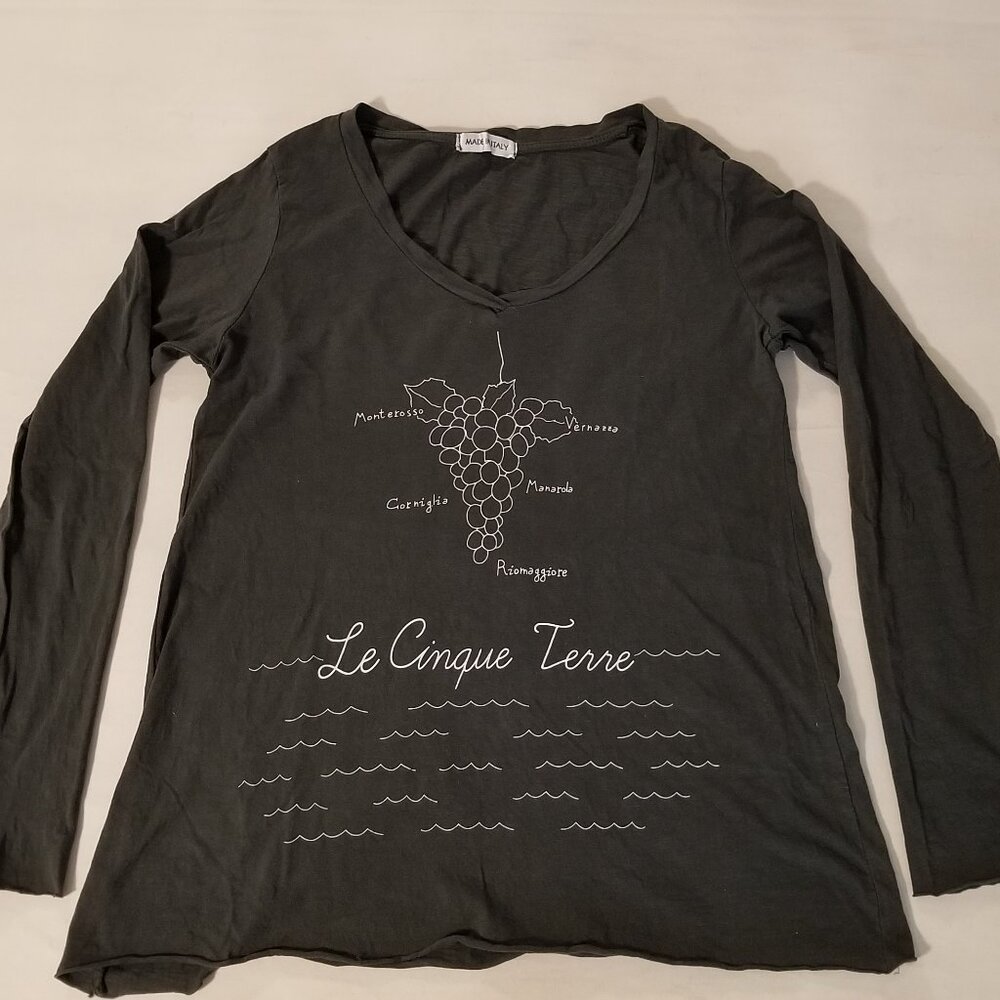 Le Cinque Terre - Olive Green w/ White - Womens Long Sleeve Shirt - From Italy
